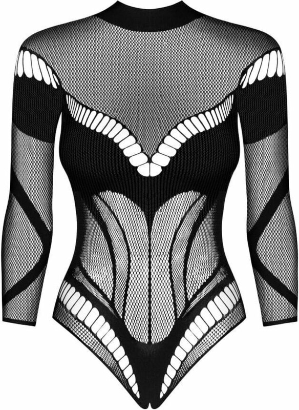 Боді сексуальне з інтимним вирізом One Size B135 Obsessive, чорне - Зображення 2