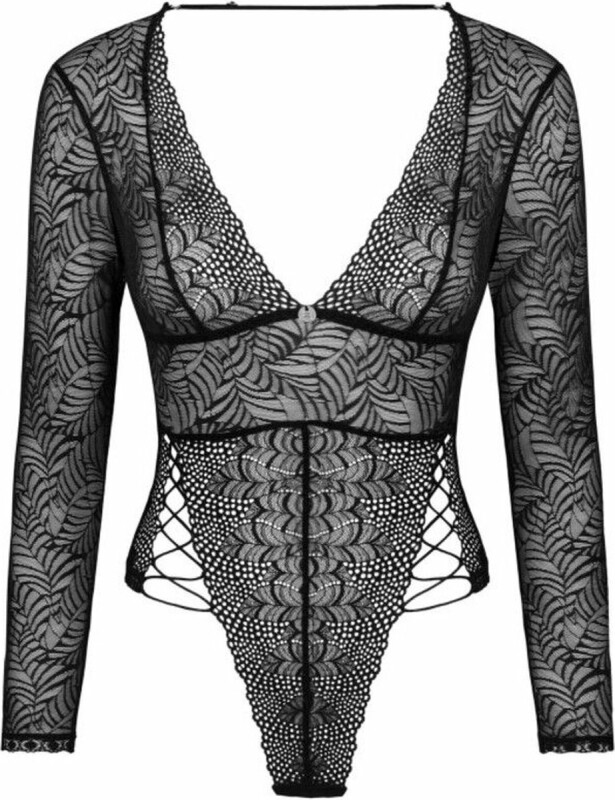 Боді сексуальне ажурне M/L Merlys Obsessive, чорне - Изображение 2