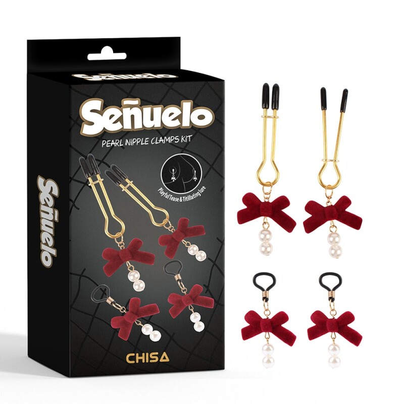 Набір затискачі для сосків Chisa Senuelo Kit з бантиками і намистинами, 2 шт