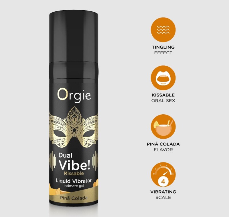 Рідкий вібратор Orgie Dual Vibe!, зі смаком коктейлю Піна колада, 15 мл - Зображення 2