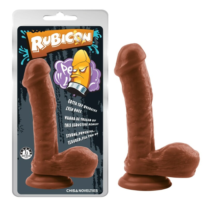 Фалоімітатор реалістичний на присосці Chisa Rubicon з мошонкою, коричневий, 19 х 4.7 см