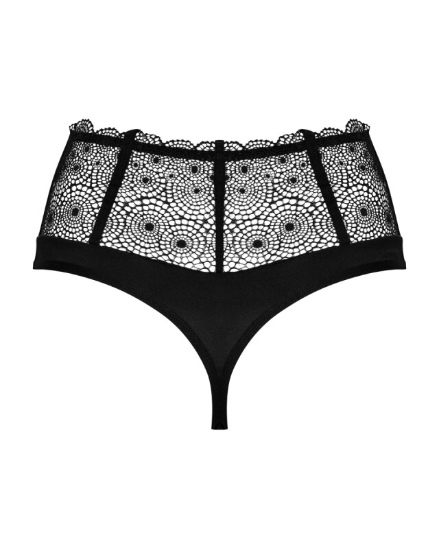 Сексуальні стрінги XXL Sharlotte Obsessive, з мереживом, чорні - Изображение 3