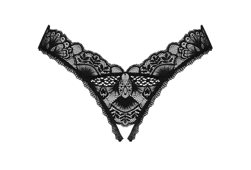 Стрінги сексуальні з інтимним вирізом M/L Donna Dream Obsessive, чорні - Изображение 1
