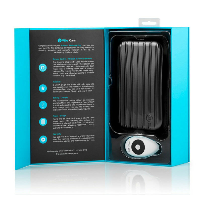 Анальна пробка з вібрацією та імітацією риммінгу b-Vibe Rimming Plug 2, чорна, 15 х 3.8 см - Зображення 9