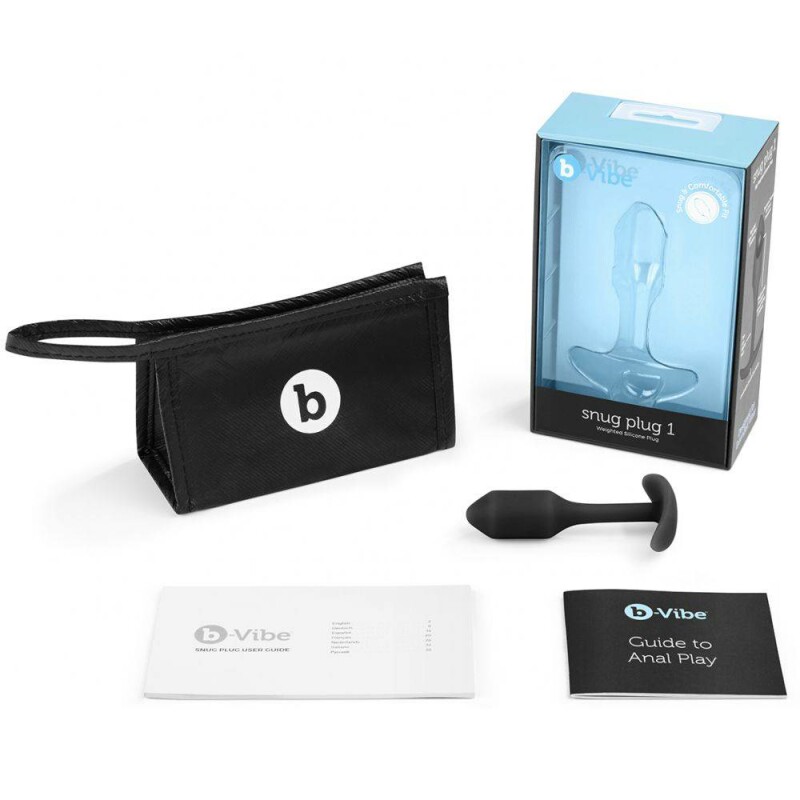 Анальна пробка із зміщеним центром ваги, S, B-vibe Snug Plug 1 чорна, 8.6 х 2.2 см - Зображення 7