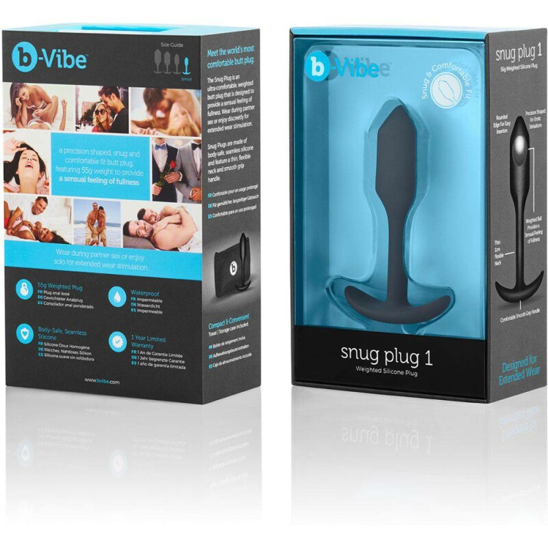 Анальна пробка із зміщеним центром ваги, S, B-vibe Snug Plug 1 чорна, 8.6 х 2.2 см - Зображення 6