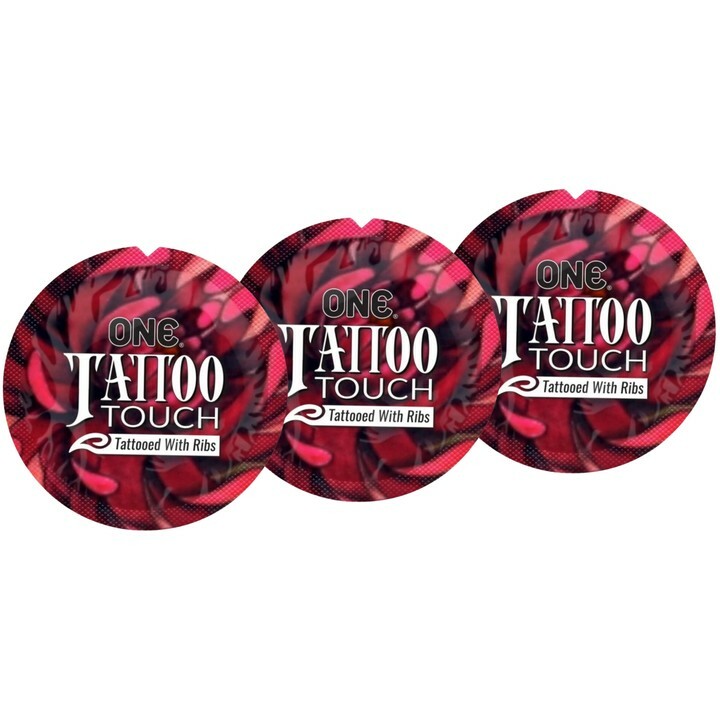 Презерватив із рельєфними візерунками тату One Tattoo Touch, червоний, 1 шт. - Изображение 6