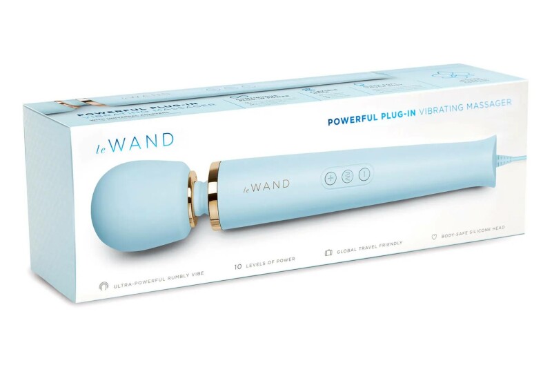 Вібратор-мікрофон з кабелем Le Wand Plug-In, силіконовий, блакитний, 34 х 6 см - Изображение 2