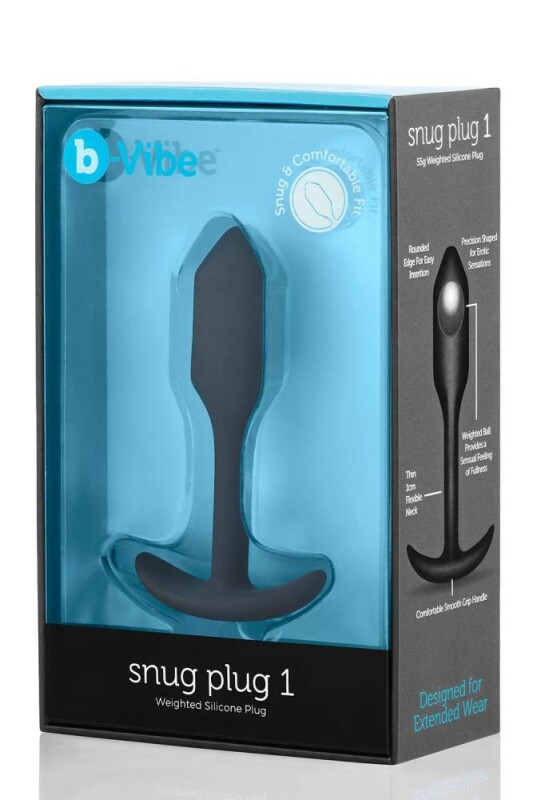 Анальна пробка із зміщеним центром ваги, S, B-vibe Snug Plug 1 чорна, 8.6 х 2.2 см - Зображення 1