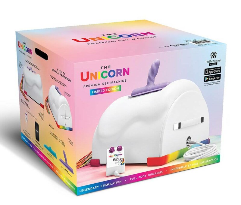 Секс-машина смарт The Unicorn Premium Riding з вібрацією та ротацією, з 2 насадками, біла - Зображення 1
