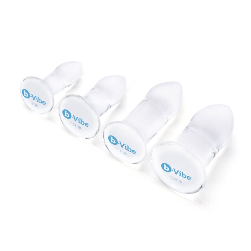 Набір анальних пробок Dilators B-Vibe, скляні, прозорі, 4 шт. - Изображение 3