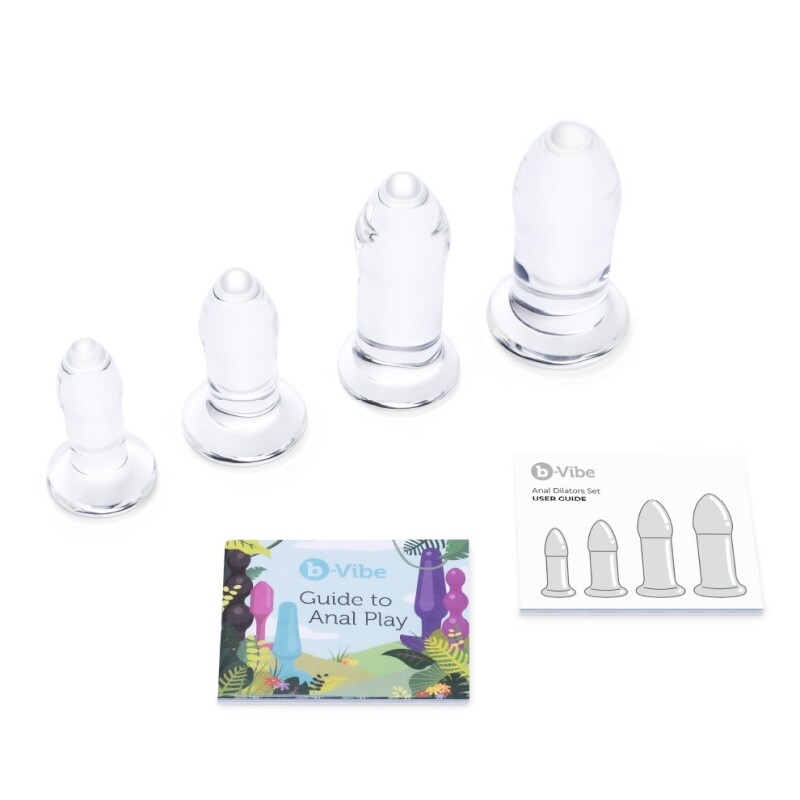 Набір анальних пробок Dilators B-Vibe, скляні, прозорі, 4 шт. - Изображение 4