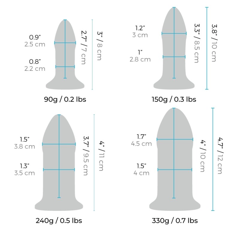 Набір анальних пробок Dilators B-Vibe, скляні, прозорі, 4 шт. - Изображение 9