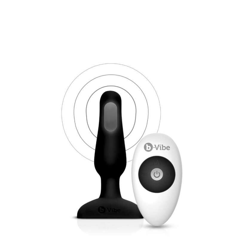 Анальна пробка з вібрацією і пультом B-Vibe Novice Plug, чорна, 8.5 х 2.5 см