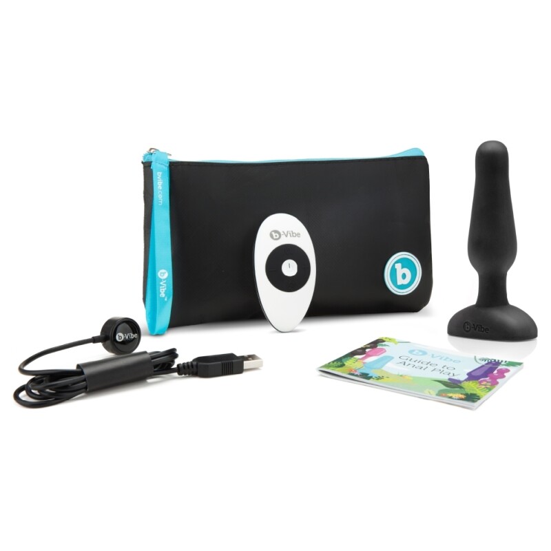 Анальна пробка з вібрацією і пультом B-Vibe Novice Plug, чорна, 8.5 х 2.5 см - Зображення 9