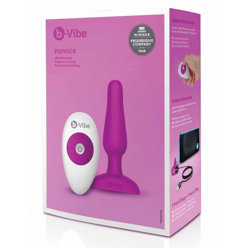 Анальна пробка з вібрацією b-Vibe Novice Plug Fuchsia рожевий, 8.5 см х 2.5 см - Зображення 5