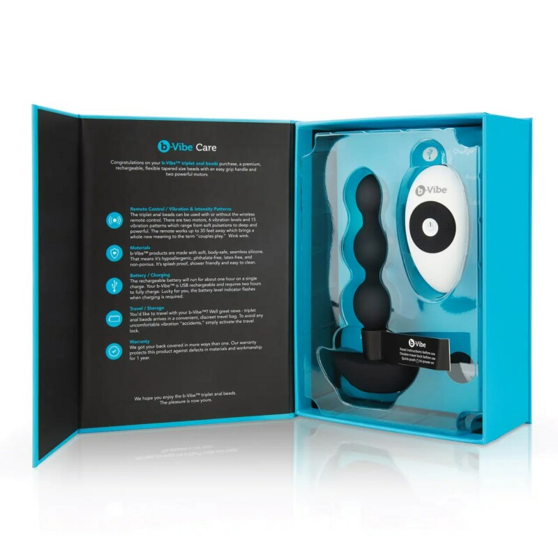 Анальні намиста b-Vibe Remote Triplet Anal Beads чорні, 11.7 см х 3 см - Зображення 3