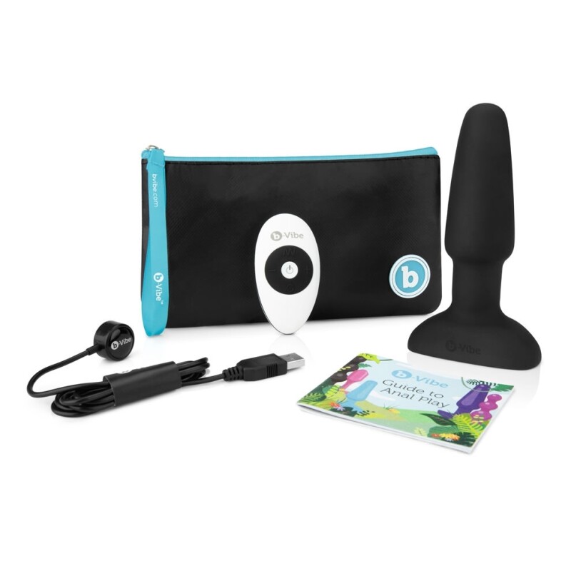Анальна пробка з вібрацією та імітацією риммінгу b-Vibe Rimming Plug 2, чорна, 15 х 3.8 см - Зображення 8