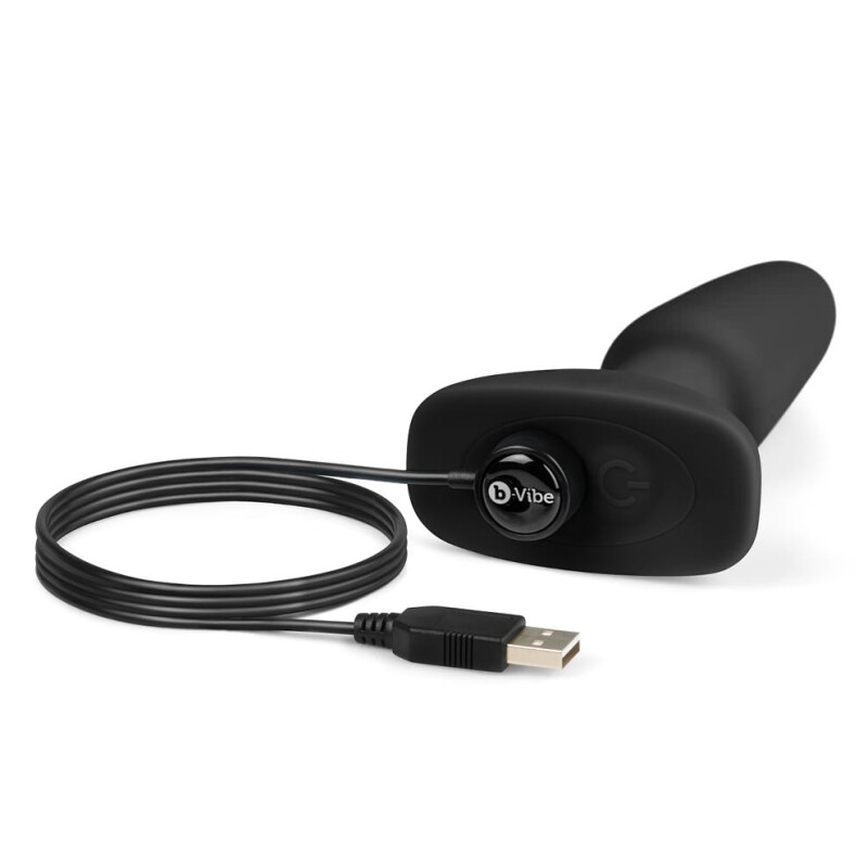Анальна пробка з вібрацією та імітацією риммінгу b-Vibe Rimming Plug 2, чорна, 15 х 3.8 см - Зображення 4