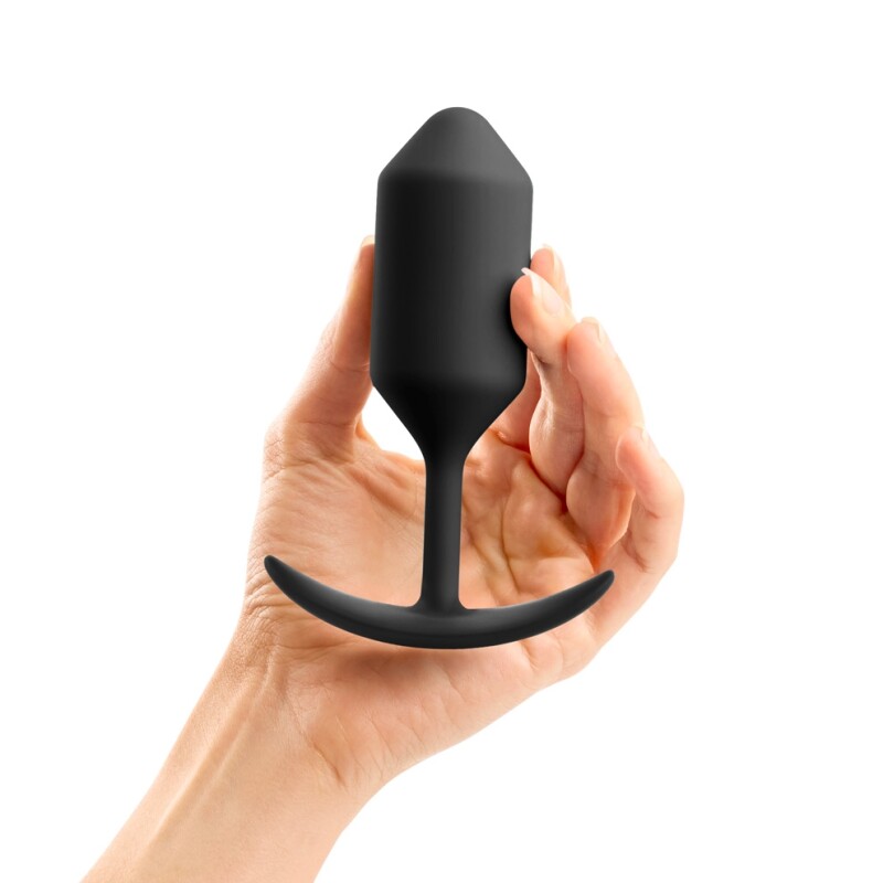 Анальна пробка зі зміщеним центром ваги Snug Plug 3 B-Vibe, силіконова, чорна, 12 х 3.8 см - Изображение 4