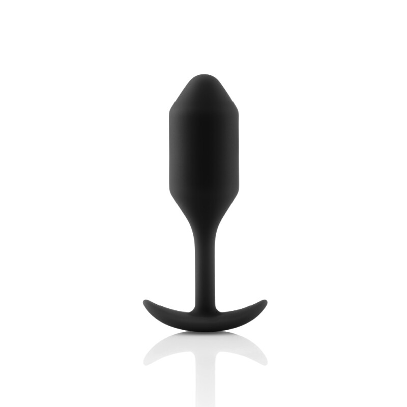 Анальна пробка зі зміщеним центром ваги B-Vibe Snug Plug 2, силіконова, чорна, 10.5 х 3 см - Зображення 3