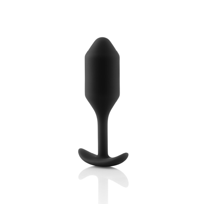 Анальна пробка зі зміщеним центром ваги B-Vibe Snug Plug 2, силіконова, чорна, 10.5 х 3 см - Зображення 5