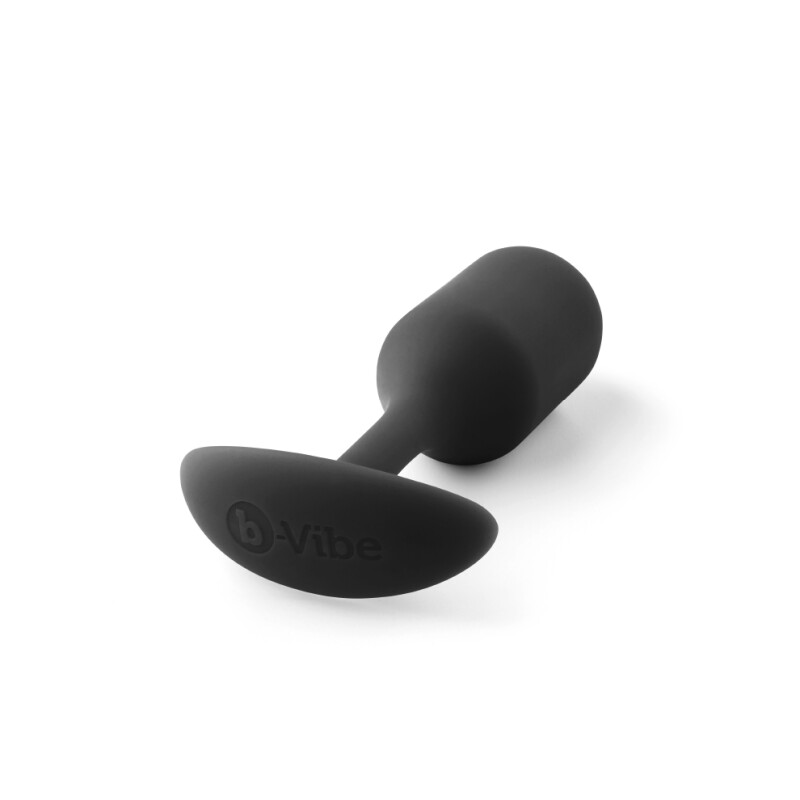 Анальна пробка зі зміщеним центром ваги B-Vibe Snug Plug 2, силіконова, чорна, 10.5 х 3 см - Зображення 6