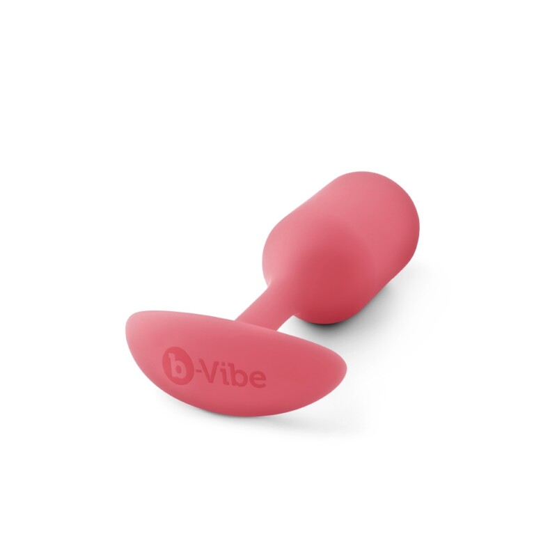 Анальна пробка зі зміщеним центром ваги B-Vibe Snug Plug 2, силіконова, коралова, 10.5 х 3 см - Зображення 7