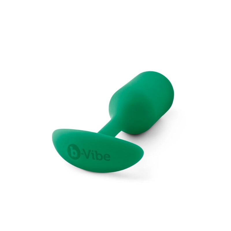 Анальна пробка зі зміщеним центром ваги B-Vibe Snug Plug 2, силіконова, зелена, 10.5 х 3 см - Зображення 7