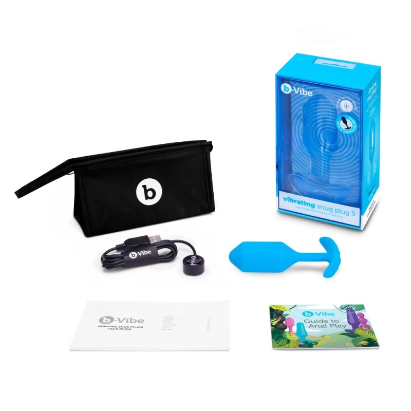 Анальна пробка з вібрацією Snug Plug 3 B-Vibe, силіконова, блакитна, 13.8 х 3.7 см - Изображение 5