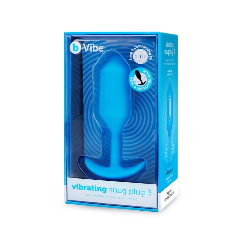 Анальна пробка з вібрацією Snug Plug 3 B-Vibe, силіконова, блакитна, 13.8 х 3.7 см - Изображение 1