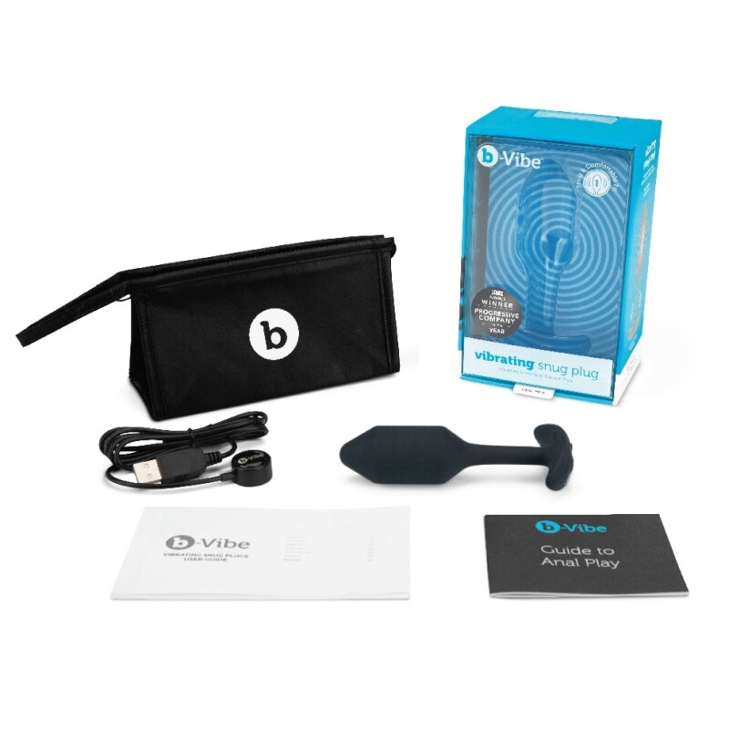Анальна пробка з вібрацією Snug Plug 2 B-Vibe, силіконова, чорна, 13.8 х 3.7 см - Зображення 5