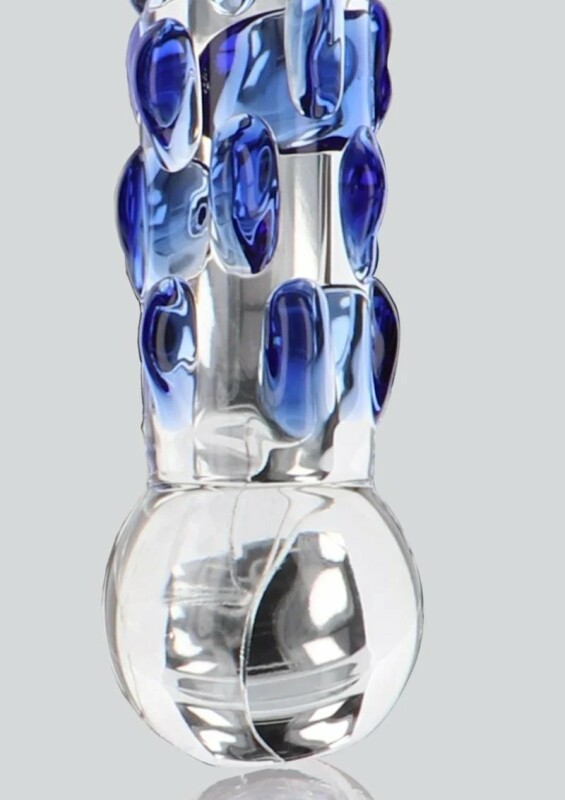 Фалоімітатор скляний з рельєфом Diamond Dazzler прозорий з блакитним, 18 см х 3.5 см - Зображення 3