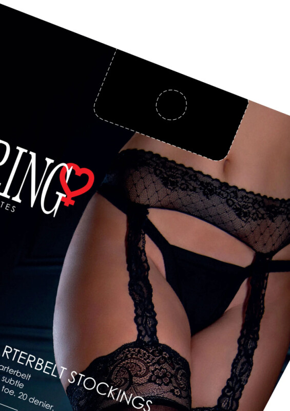 Колготи сексуальні з імітацією панчіх One Size Daring Intimates, з мереживом, чорні - Изображение 9