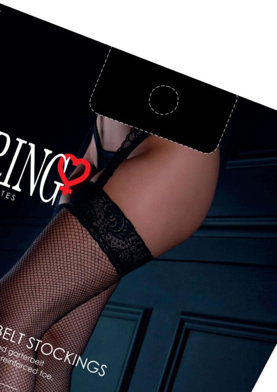 Сексуальні сітчасті панчохи з мереживним поясом One Size Daring Intimates, чорні - Изображение 3