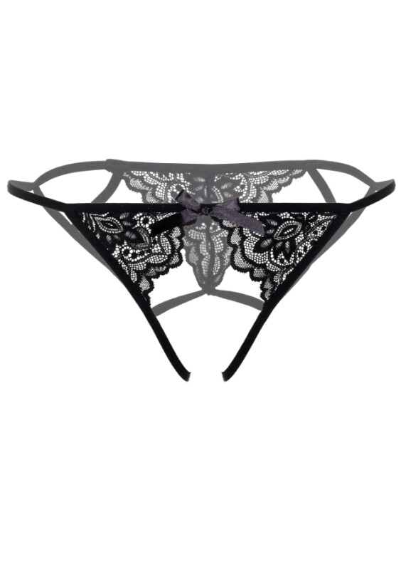 Трусики сексуальні з інтимним вирізом S/M Inez Daring Intimates, чорні - Изображение 2
