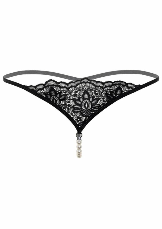 Стрінги еротичні з перлами S/M Daring Intimates, чорні - Зображення 3