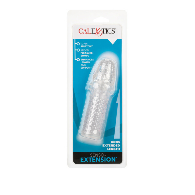 Насадка на пеніс рельєфна CalExotic Senso Extension,  прозора, 14 х 3.7 см - Зображення 1
