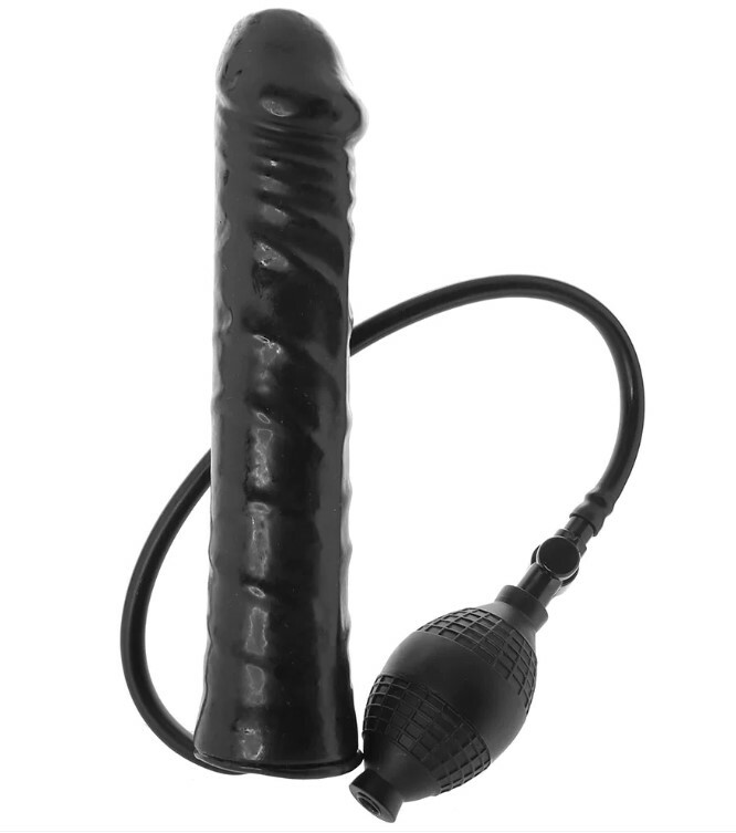 Фалоімітатор з накачуванням  Inflatable Stud, латексний, чорний, 25 х 5 см