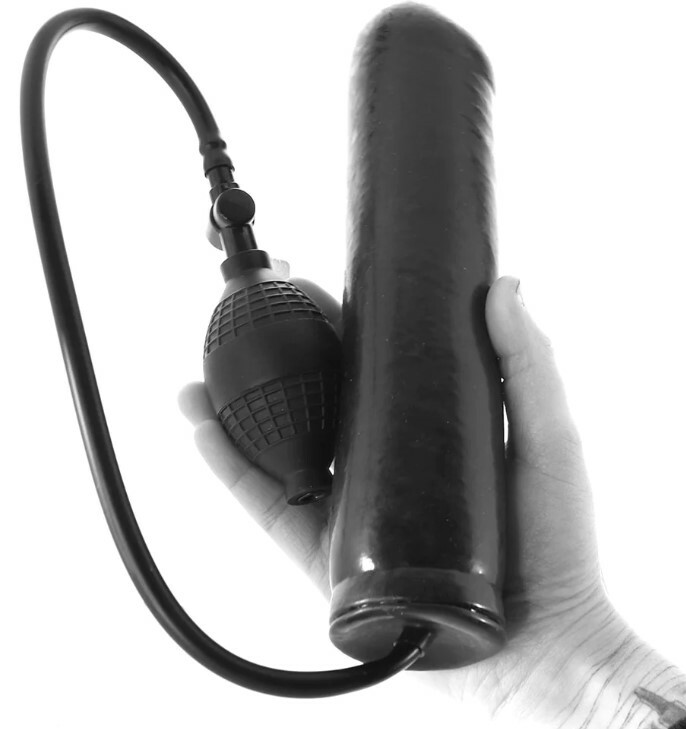 Фалоімітатор з накачуванням  Inflatable Stud, латексний, чорний, 25 х 5 см - Зображення 3