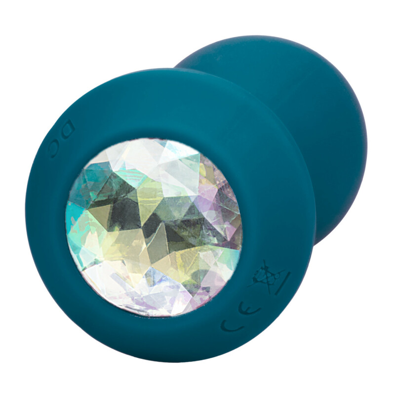 Анальна пробка з вібрацією Power Gem CalExotics, з кристалом, силіконова, синя, 10.7 х 3.2 см - Зображення 4