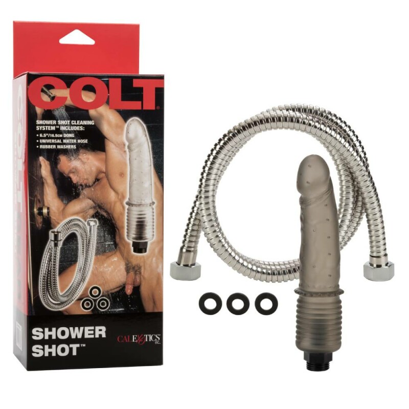 Анальний душ реалістичний із шлангом COLT Shower Shot сірий, 16.5 х 3.7 см