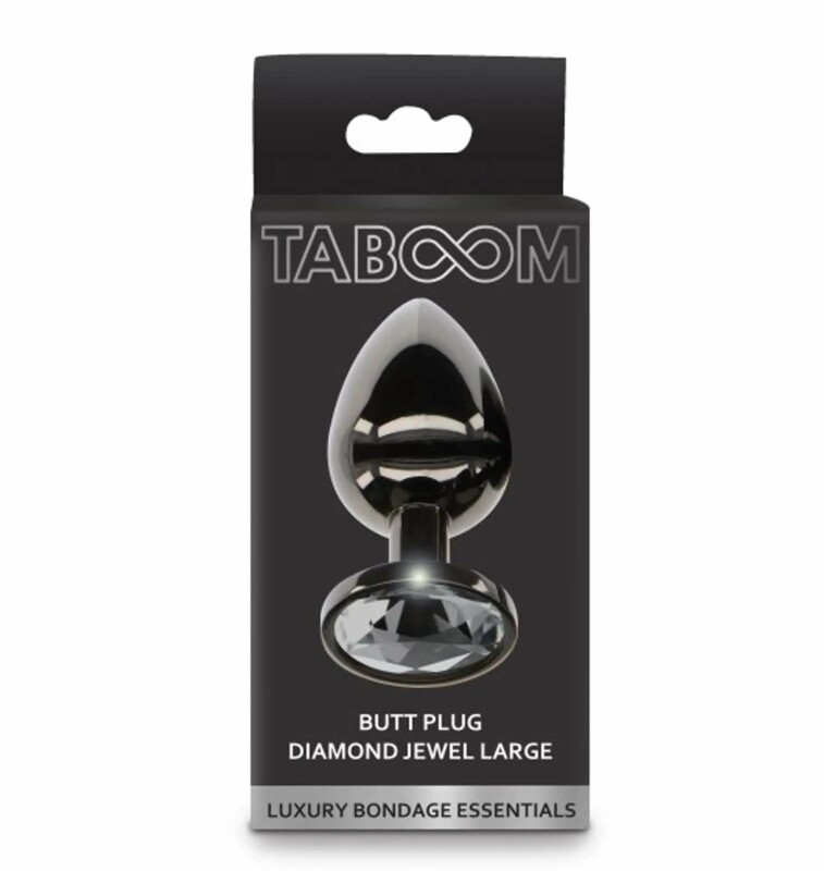 Анальна пробка з кристалом, L, Taboom Diamond Jewel, метал, чорна, 9.5 х 4.1 см