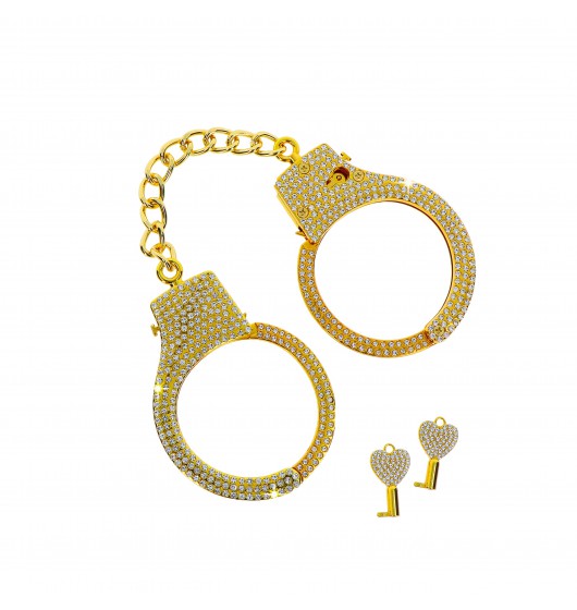 Наручники зі стразами Taboom Diamond Wrist Cuffs Gold з 2 ключами, золоті, 6.5 см