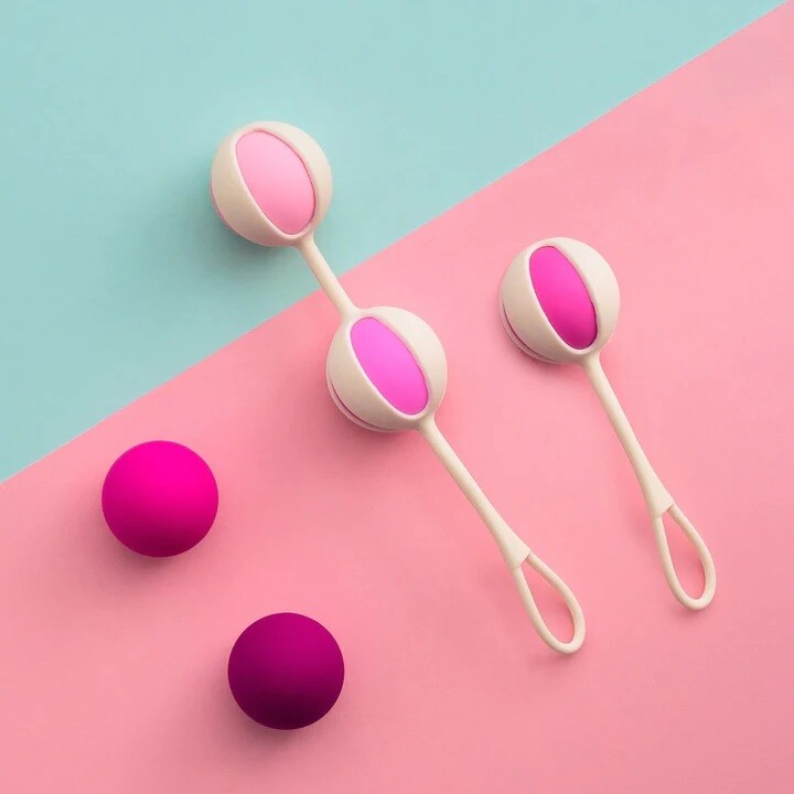 Набір вагінальних кульок Geisha Balls 3 Gvibe, силіконові, рожеві, 5 шт. - Изображение 2