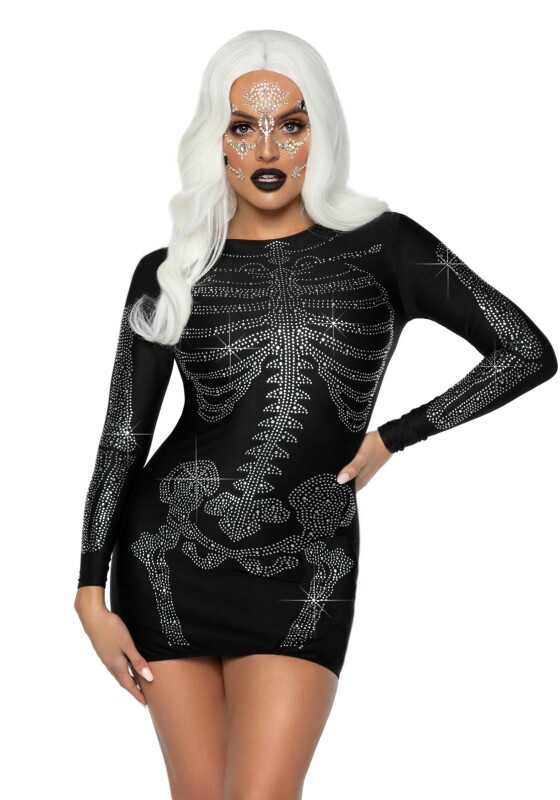 Міні-сукня скелета еротична зі стразами S Leg Avenue Skeleton Rhinestone, чорна
