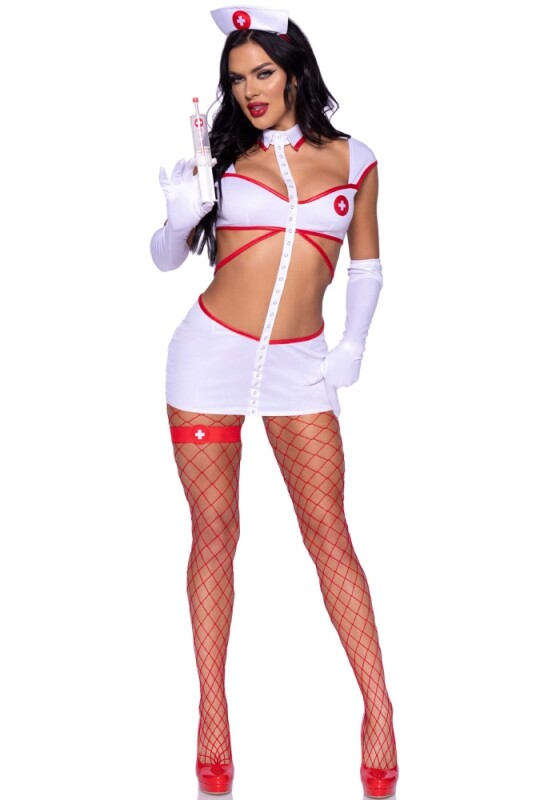 Костюм сексуальної медсестри S Leg Avenue Heartstopping Nurse, 4 предмети, біло-червоний - Зображення 2