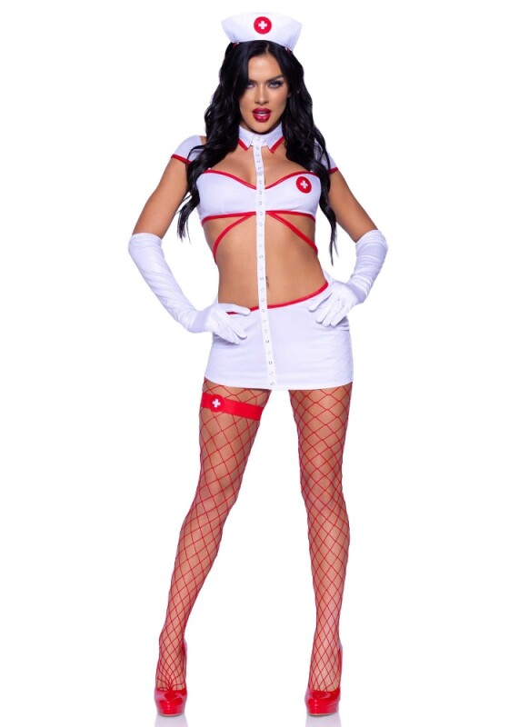 Костюм сексуальної медсестри S Leg Avenue Heartstopping Nurse, 4 предмети, біло-червоний