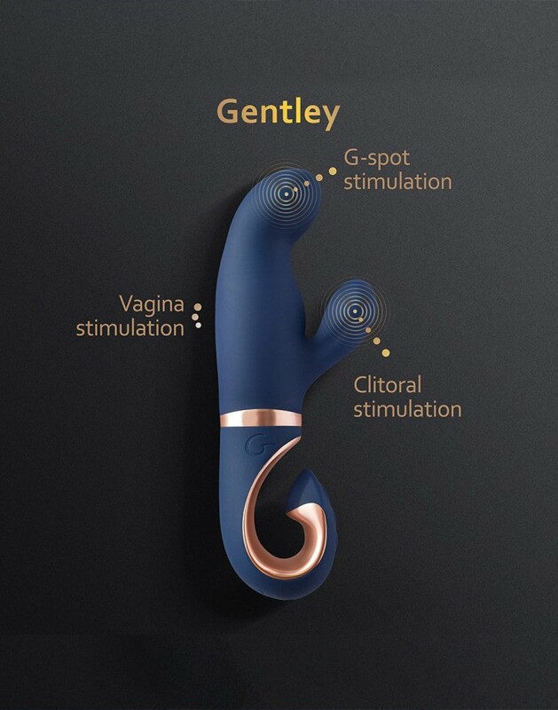 Вібратор-кролик із вигнутою ручкою Gentley G-Vibe, силіконовий, синій, 20 х 4.2 см - Зображення 5