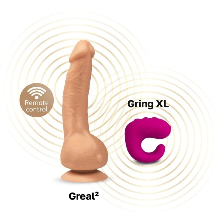 Вібратор реалістичний на присосці Greal 2 Gvibe, бежевий, 22 х 3.7 см - Зображення 5